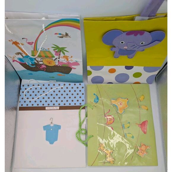 10-Pack Large Gift Bags 13x11 Baby Shower Kids Birthday Hallmark Spritz Lot - Picture 3 of 5